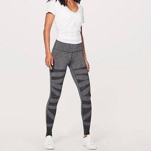Lululemon gray mesh criss-cross leggings